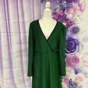 SHEIN Sparkling Green Long Sleeve Dress